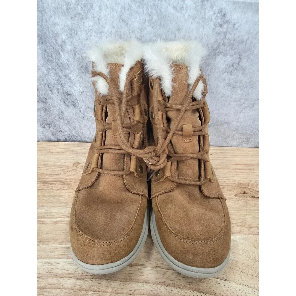 Sorel Ankle Boots Womens 7.5 Whitney Short Lace Waterproof Elk Brown Suede